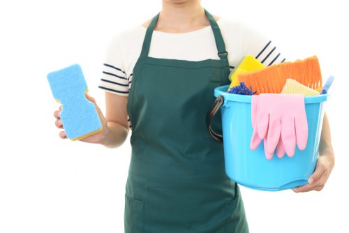 Carpet cleaning team separating recyclable packaging in Harlesden